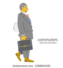 Commuting business person Simple and stylish flat illustration