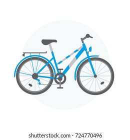 Commuting by bicycle, daily riding by bike. Outdoor cycling, bicycle race, sports activities. Sports lifestyle. Vector illustration on white background.