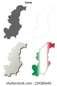 Como blank detailed outline map set