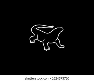 Comodo Dragon Silhouette on Black Background. Isolated Vector Animal Template for Logo Company, Icon, Symbol etc