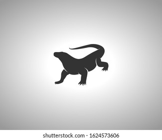 Comodo Dragon Silhouette on White Background. Isolated Vector Animal Template for Logo Company, Icon, Symbol etc