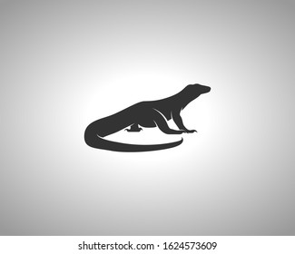 Comodo Dragon Silhouette on White Background. Isolated Vector Animal Template for Logo Company, Icon, Symbol etc