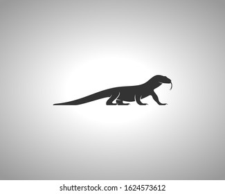 Comodo Dragon Silhouette on White Background. Isolated Vector Animal Template for Logo Company, Icon, Symbol etc