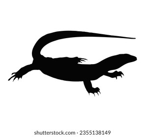 Comodo Dragon Silhouette on White Background.