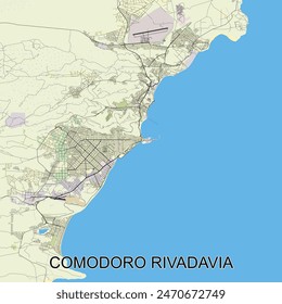 Comodoro Rivadavia, Argentina mapa poster art