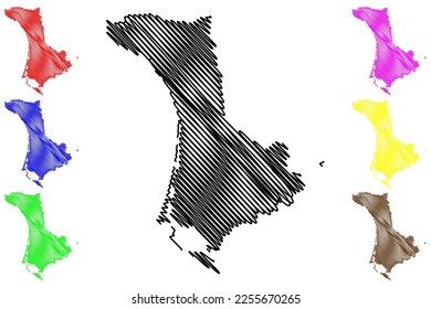 Comondu municipality (Free and Sovereign State of Baja California Sur, Mexico, United Mexican States) map vector illustration, scribble sketch Comondú map