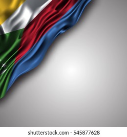 comoran waving silky flag isolated on gray background, can be used in many topic like national day, comoran independence day and any national and international  events