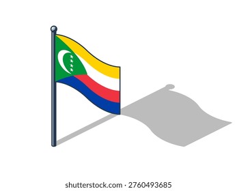 Comorian flag isometric vector illustration with shadow Comorian flag
