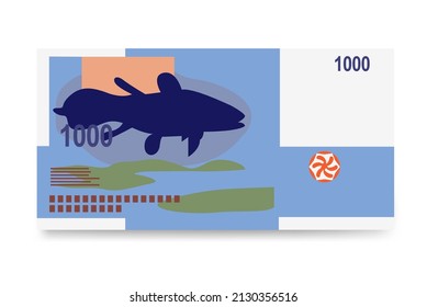 Comorian Franc Vector Illustration. Comoros money set bundle banknotes. Paper money 1000 KMF. Flat style. Isolated on white background. Simple minimal design.