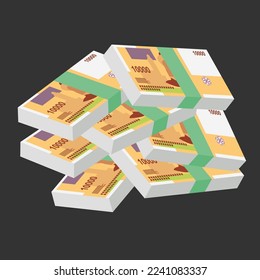 Comorian Franc Vector Illustration. Comoros money set bundle banknotes. Paper money 10000 KMF. Flat style. Isolated on white background. Simple minimal design.