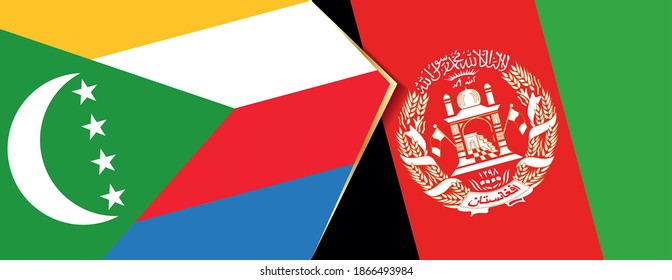 Comoros and Afghanistan flags, two vector flags symbol of relationship or confrontation.