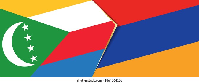 Comoros and Armenia flags, two vector flags symbol of relationship or confrontation.