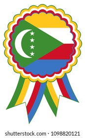 Comoros Award Ribbon vector in the original national colors white, yellow, red, blue and green.
Representing Union of the Comoros in Island in the Indian Ocean.