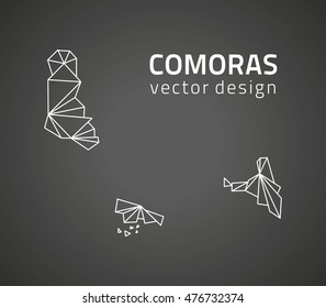 Comoros black contour triangle perspective map
