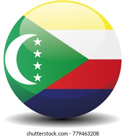 The Comoros circle button flag background texture. Vector illustration.