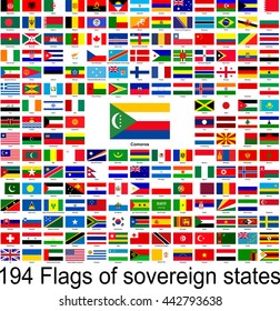 Comoros, collection of vector images of flags of the world