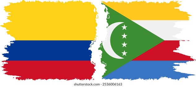 Conexión de banderas grunge de Comoras y Colombia, Vector