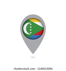 Comoros of the Congo Flag Round Pin Icon. Vector icon.