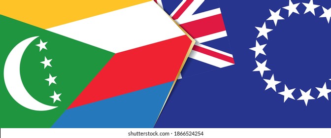 Comoros and Cook Islands flags, two vector flags symbol of relationship or confrontation.