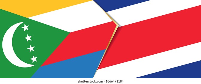 Komoren und Costa Rica Flaggen, zwei Vektorfahnen Symbol für Beziehung oder Konfrontation.