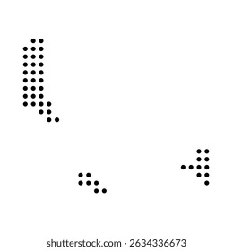 Comoros country dotted map. Black spot pixel illustration isolated on white background. Vector circle mosaic.