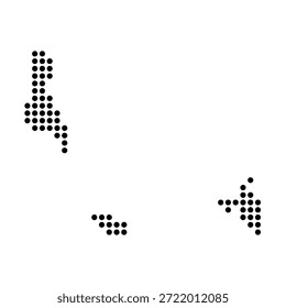 Comores mapa pontilhado do país. Ilustração em pixel com ponto preto isolada em fundo branco. Mosaico vetorial.