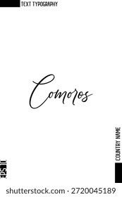Comores - Nome do País Tipografia Cursiva Elegante Texto Vetor Design 