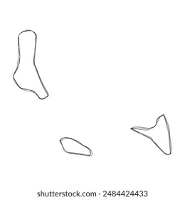 Comoros country simplified map.Thin triple pencil sketch outline isolated on white background. Simple vector icon