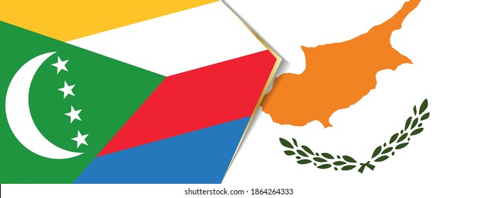 Comoros and Cyprus flags, two vector flags symbol of relationship or confrontation.