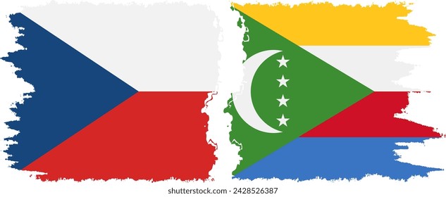Comoras y checo grunge banderas de conexión, vector