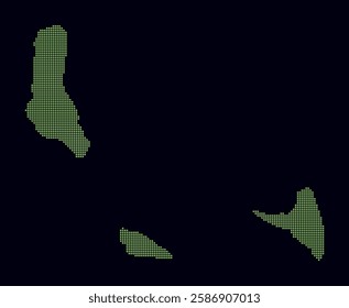 Comoros dotted map. Digital style map of the country on a dark background. Comoros shape with square dots. Colored dots style. Small size squares. Awesome vector illustration.