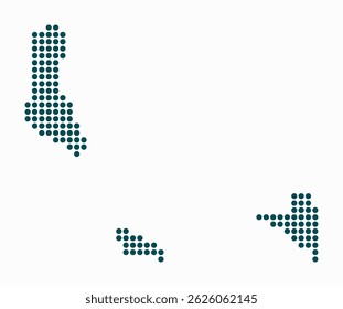 Comores mapa pontilhado. Mapa de estilo digital do país sobre fundo branco. Forma de Comores com pontos circulares. Estilo de pontos coloridos. Círculos grandes. Ilustração de vetor criativo.