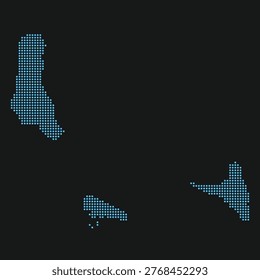 Comoros dotted map light blue neon dark background digital style