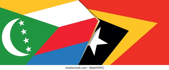 Comoros and East Timor flags, two vector flags symbol of relationship or confrontation.