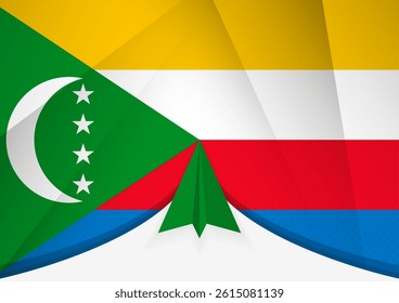 Comoros Flag with Abstract Paper Airplane Design, National Flag in a geometric folded paper style. Vector illustration.