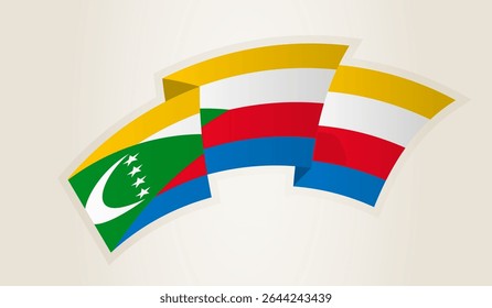 Comoros Flag in Abstract Ribbon Shape, National Symbol of the Comoros. This vector is ideal for use in national events, Independence Day, international sports competitions.