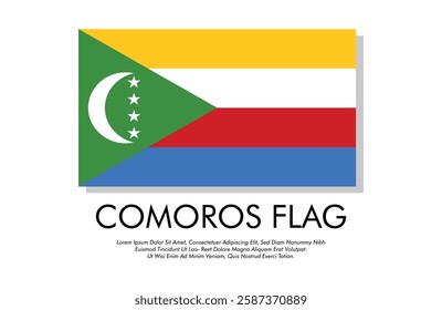 Comoros flag banner Comoros flag with white background illustration design Comoros independence day banner design 