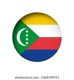 Comoros flag - behind the cut circle paper hole with inner shadow.