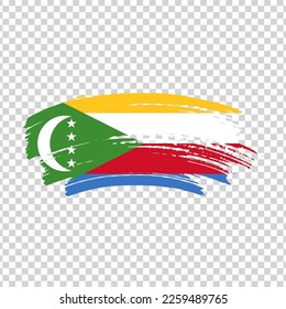Comoros-Flagge mit Pinselstrich strukturiert einzeln auf png oder transparentem Hintergrund, Symbol von Aserbaidschan, Vorlage für Banner, Förderung, Design.