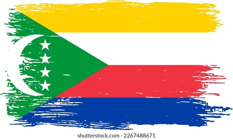 Bandera de las Comoras con pintura de pincel texturada aislada en png o fondo transparente