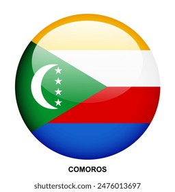 COMOROS Flagge Button auf weißem Hintergrund