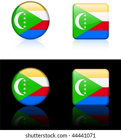 Comoros Flag Buttons on White and Black Background Original Vector Illustration AI8 Compatible
