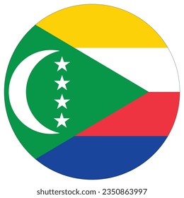 Comoros flag in circle. Flag of Comoros in round shape 