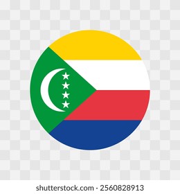 Comoros flag - circle vector flag isolated on checkerboard transparent background