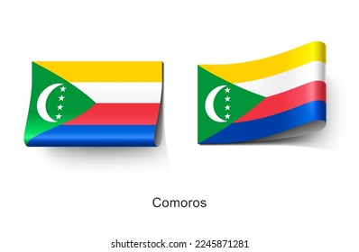 Comoros Flag Clothing Label Tag. Illustration Flag of Comoros, Country in Africa. Fabric Label Tag Concept Vector.