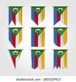 Comoros flag in different shapes, Flag of Comoros in various shapes
