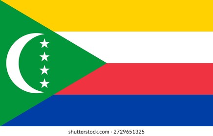 Bandera de Comoras mostrada con colores y símbolos distintos mientras representa a la nación