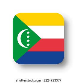 Comoros flag - flat vector square with rounded corners and dropped shadow.