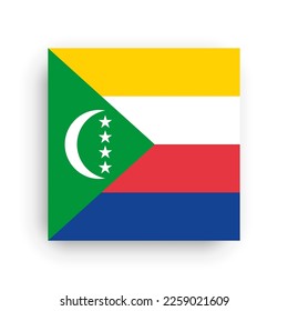 Comoros flag - flat vector square with sharp corners and dropped shadow.