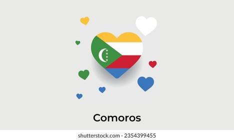 Komoros Flagge Herzform Land Symbol Vektorgrafik